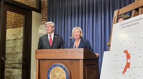 House Republican Leader Tony McCombie speaks at a news conference on Tuesday about the House GOP’s lawsuit against Illinois’ legislative maps.