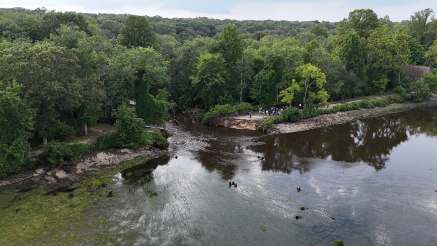 A dam at the Blydenburgh lake in Smithtown burst after heavy rains and flash floods Sunday into Monday.