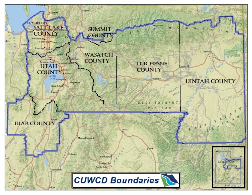 a view of which counties are included in the Central Utah Water Conservancy District