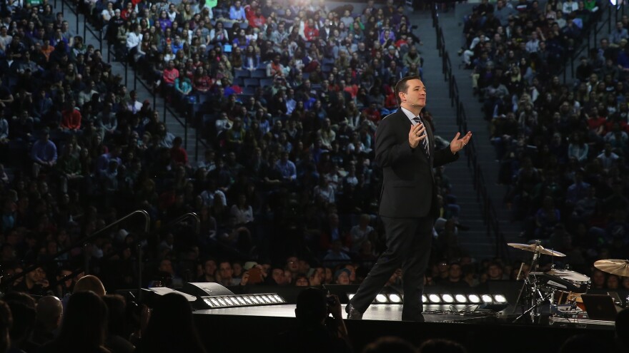 Sen. Ted Cruz announcing his presidential candidacy in March at Liberty University.