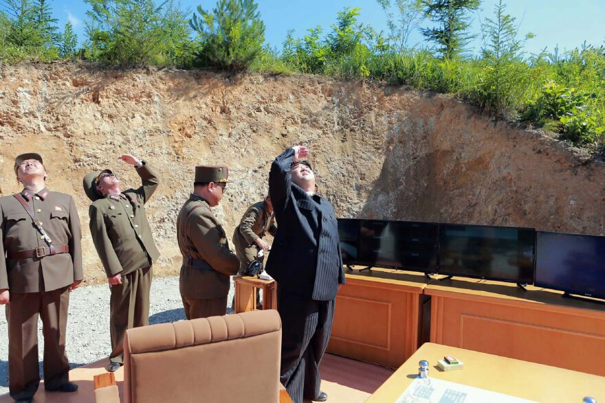 North Korean leader Kim Jong-Un inspects the successful test-fire of an intercontinental ballistic missile on July 4. 