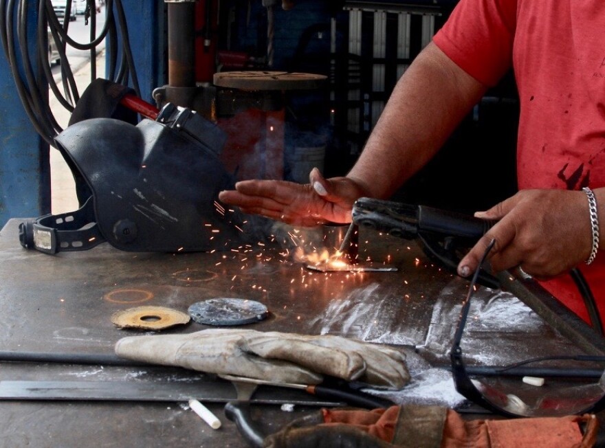 A man welds