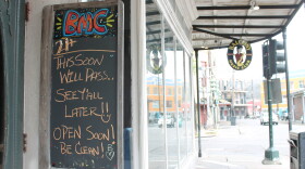 A sign outside Balcony Music Club in New Orleans. March 19, 2020.
