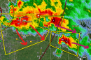 A map indicating tornado warning areas in northwestern Minnesota on July 24, 2026.