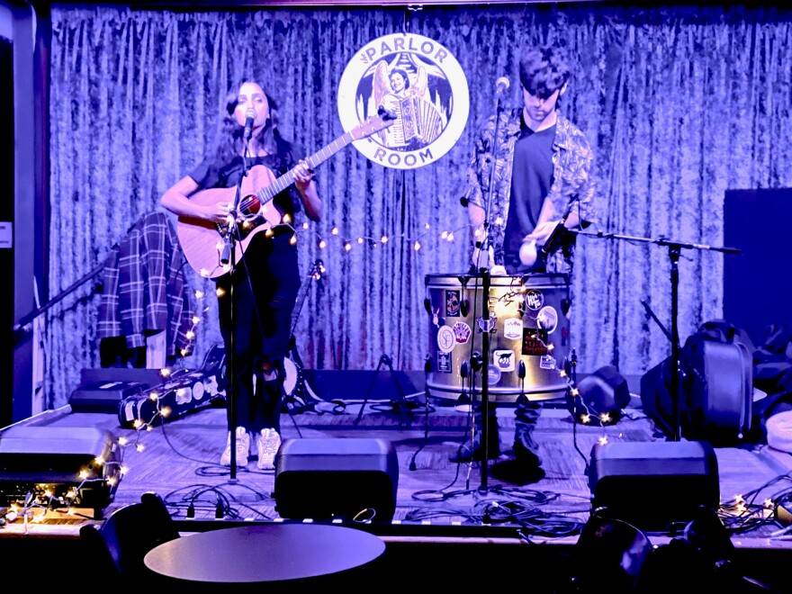 The band High Tea plays at The Parlor Room's 10th anniversary party in Northampton, Massachusetts.