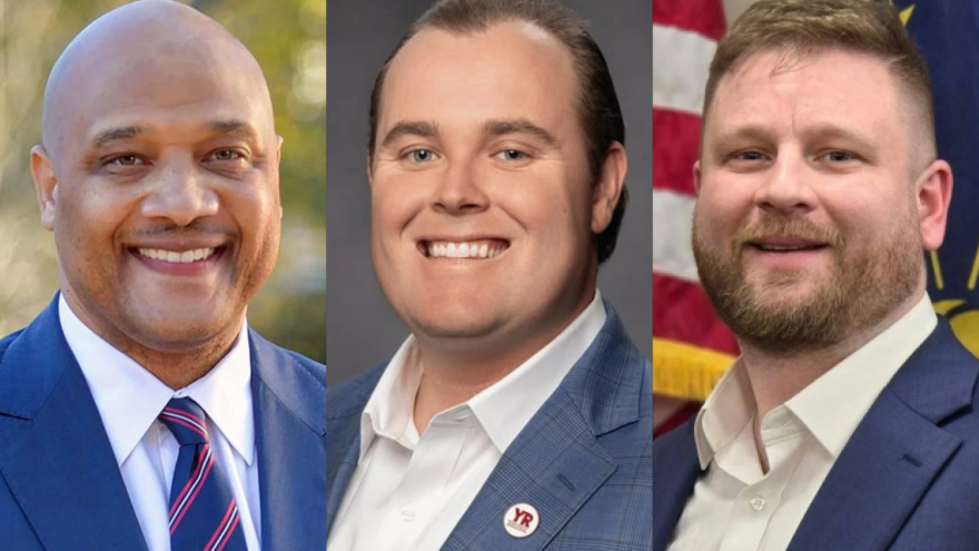 Indiana's 7th Congressional District candidates from left to right: Incumbent Democrat André Carson, Republican Patrick McAuley and Libertarian James Sceniak.
