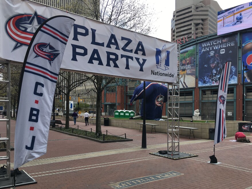 Nationwide Plaza ahead of game four of the NHL playoffs, when the Blue Jackets have the possibility of a sweep.