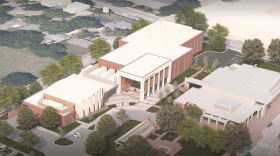 A rendering of Williamsburg's new library building in place of the old police station.