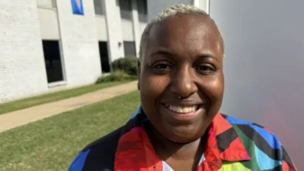 Corri Williams poses for a photo outside of the Opportunities Industrial Center of Oklahoma City. Williams could benefit from a 2026 law change aimed at making expungement more accessible.