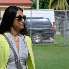 Pictured: Sasha Charlamange walks into the Almeric L. Christian Federal Building and U.S. Courthouse on St. Croix on October 25, 2024.