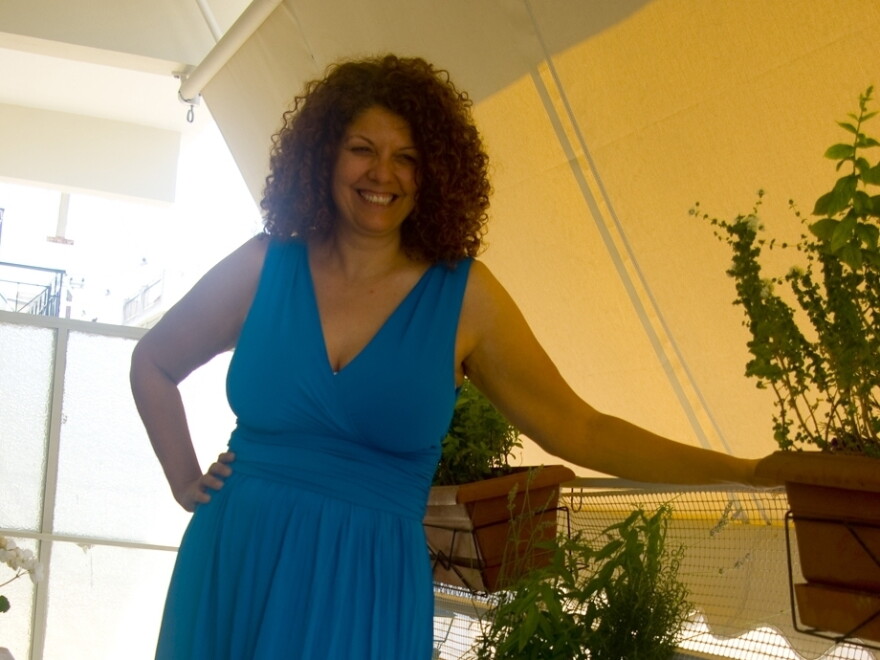 Katerina Margaritou, in her wedding dress.