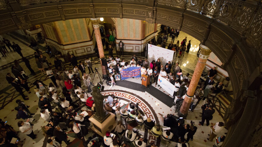 Survivors of crime rallied Thursday at the Illinois Statehouse. They were joined by Illinois Attorney General Kwame Raoul, Cook County State's Attorney Kim Foxx and other public officials.