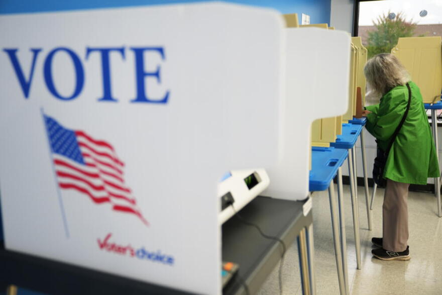 A voter cast a ballot on the first day of early voting in Minnesota at the Elections & Voter Services building, Friday, Sept. 18, 2026, in Minneapolis. (Ellen Schmidt/AP)