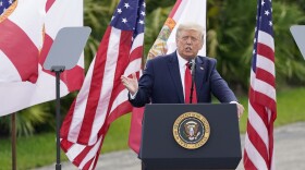 President Donald Trump speaks at the Jupiter Inlet Lighthouse and Museum, Tuesday, Sept.. 8, 2020, in Jupiter, Fla., on environmental policies. (AP Photo/John Raoux)