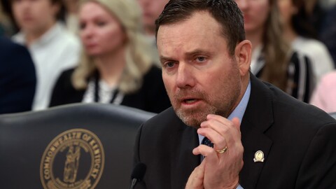 GOP Sen. Stephen West of Paris presenting a bill Monday, March 12, 2026.