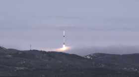 A SpaceX Falcon 9 rocket takes off from Vandenberg Space Force Base Monday morning, with a payload of spy satellites.