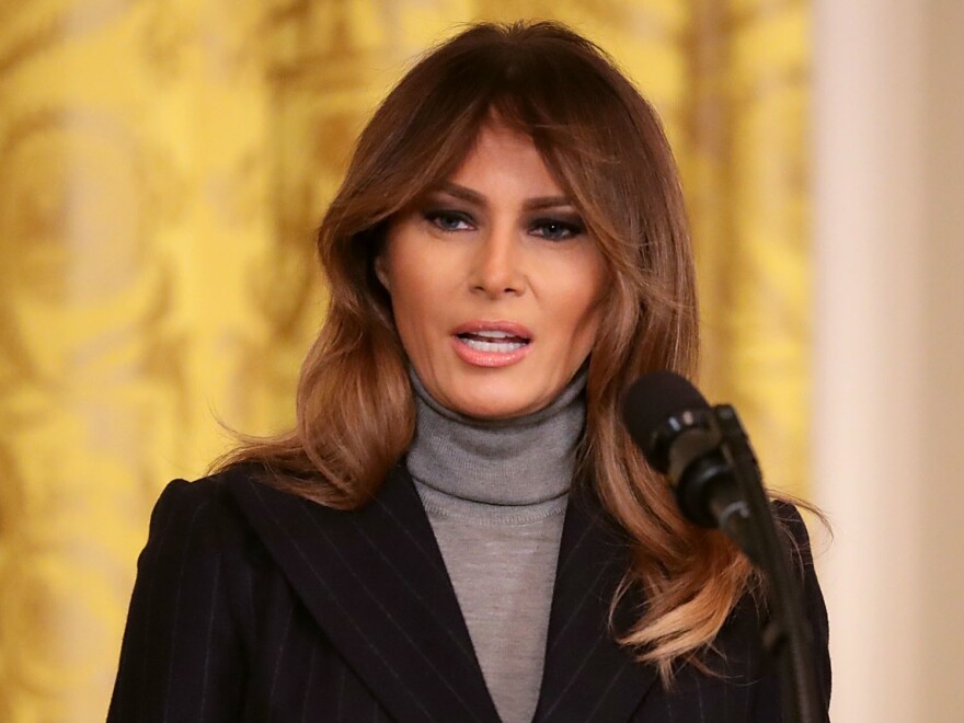 First lady Melania Trump delivers remarks during the White House Opioid Summit on Thursday.