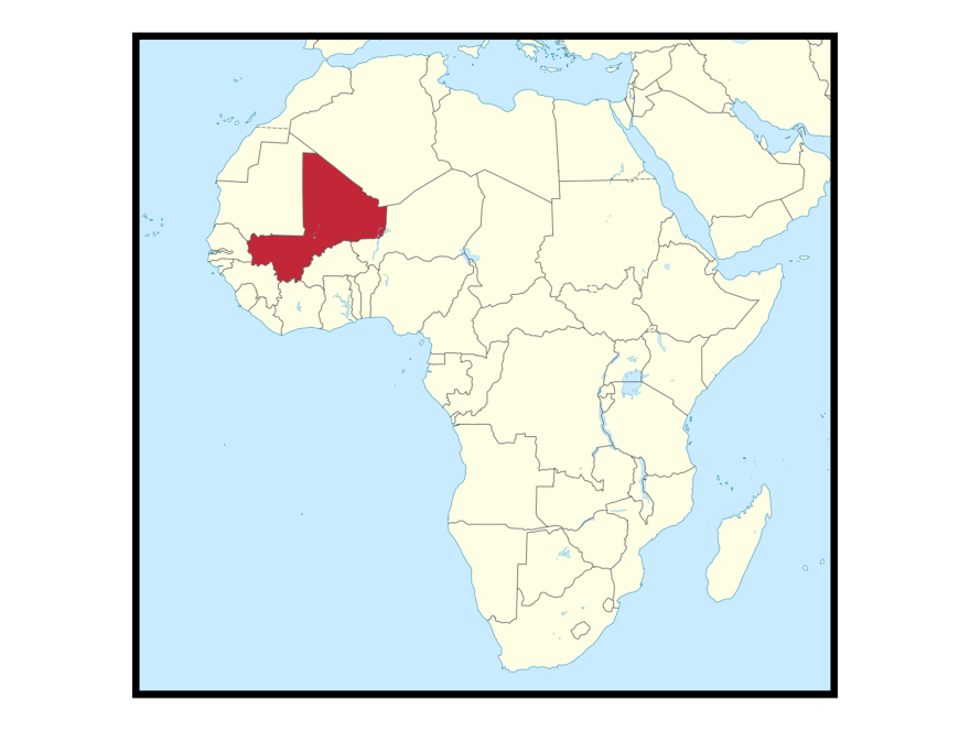 Location of Mali in Africa.