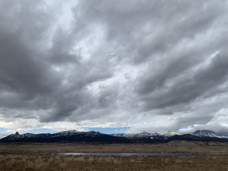 The Ute Mountain Ute tribe’s main solar project sits at the base of Ute Mountain and supplies the town of Towaoc with supplemental electricity.