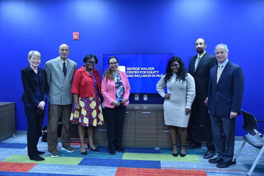 Staff from the Eastman School of Music & the University of Rochester, and family members of composer George Walker gathered on Saturday for the dedication of the George Walker Center for Equity and Inclusion.