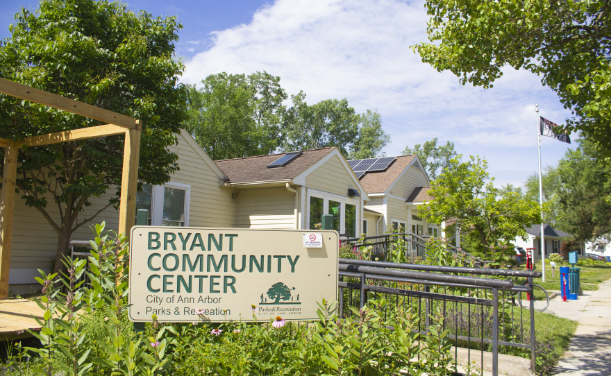 Solar panels placed on the Bryant Community Center.