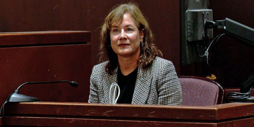 Department of Children and Family Services Director Heidi Mueller testifies in Sangamon County court on Thursday, Oct. 29, 2026. 