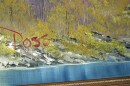 "A Walk in the Woods," the first painting Bob Ross produced for hic iconic show “The Joy of Painting,” sits on display at the home of Modern Artifact owner Ryan Nelson, Tuesday, Sept. 19, 2023, in Wayzata, Minn. Ross was known for his unpretentious approach to painting on his long-running show, “The Joy of Painting,” but now the painting he completed on his first show in 1983 is for sale for nearly $10 million. Minneapolis gallery owner Ryan Nelson calls it the "rookie card" for Ross.