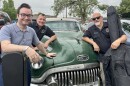 From left, rockabilly band Union Avenue's Christopher Myers, Francis Lucente and Steve Knecht stopped by WGLT's studios, rolling up in Myers' 1952 Buick.