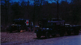 Army Reserve trucks being used for cleanup efforts.