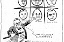 This 1932 cartoon depicts how the Democrats filled all nine seats with their candidates and defeated the lone Republican in Virginia's congressional district.