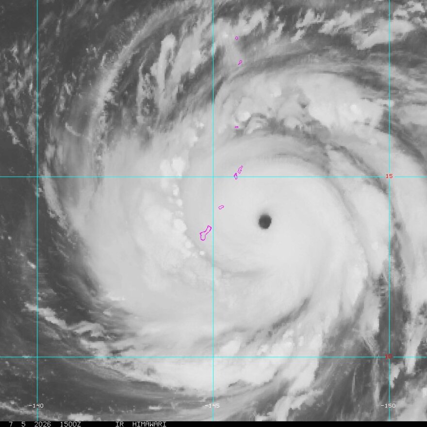 Super Typhoon Bavi, with winds of 180 mph, approaches the Mariana Islands on July 6, 2026.