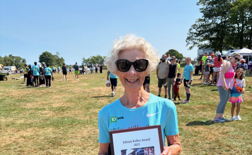 Charlene Hagan, 93, of South Portland, the oldest finisher at the 2025 Beach to Beacon 10K.