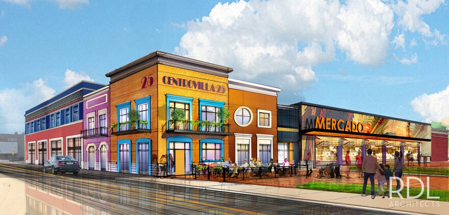 A rendering shows what the planned CentroVilla25 market will look like once it is open.