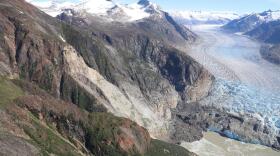 The South Sawyer Glacier and the aftermath of the Aug. 10 landslide captured on Aug. 13, 2025.