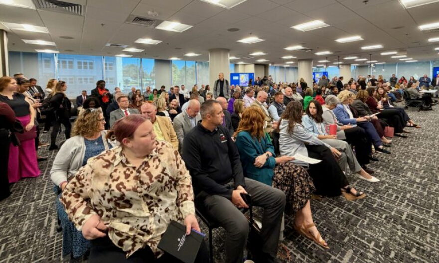 Public school administrators and others pack a meeting of the Missouri State Board of Education Tuesday amid speculation about the appointment of a new education commissioner (Steph Quinn/Missouri Independent).