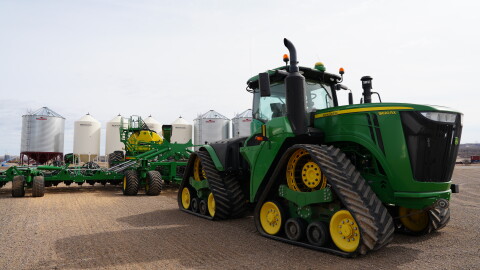 Farming equipment in the yard of the Nygard farm, Brockton.