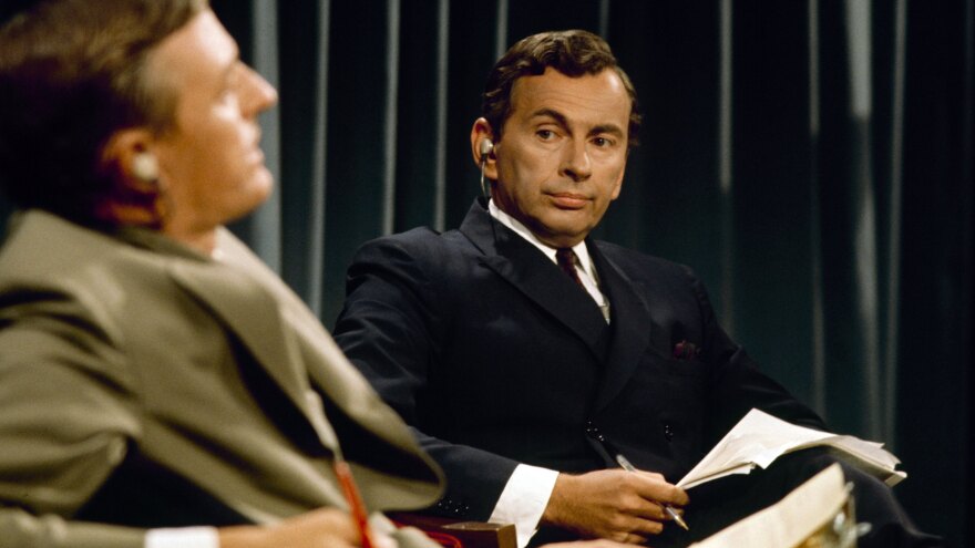 In 1968, ABC paired two pundits from opposite ends of the political spectrum — William F. Buckley Jr. (left) and Gore Vidal — for a cut-throat intellectual faceoff. The documentary <em>Best of Enemies </em>explores this media milestone.