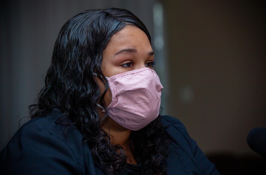 Martina Faulk, pictured here, at her home discussing the moment her daughter Nadia was Baker Acted