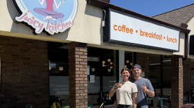 Kelby and Aaron Ziola celebrate the grand re-opening of Juicy Kitchen.