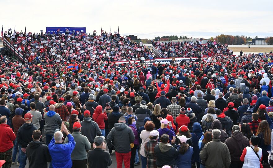 Trump speaks during a rally in Londonderry, N.H., on Oct. 25.