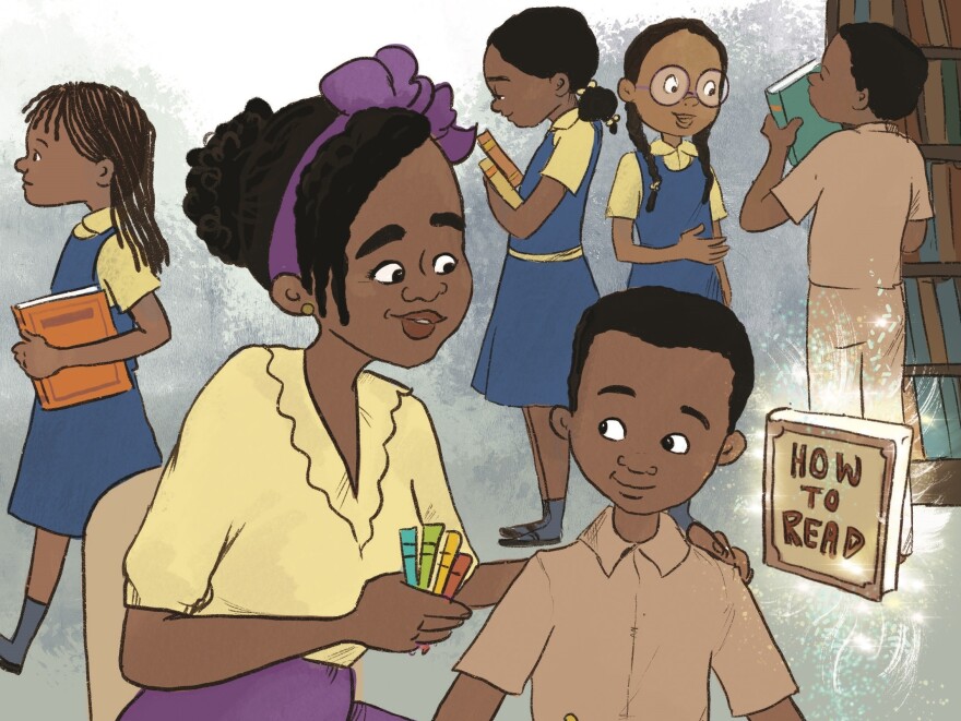 An illustration from his book Rohan Bullkin and the Shadows, by illustrator Rachel Moss. It depicts Juleus Ghunta and his teacher described in his Unsung Hero story.