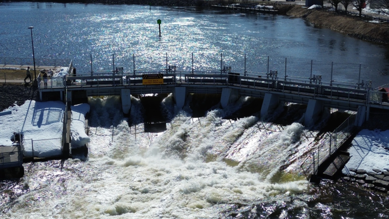 Crews continue to work around the clock to try and save the Cheboygan Dam and Lock complex as water levels continue to rise during severe weather in April 2026.