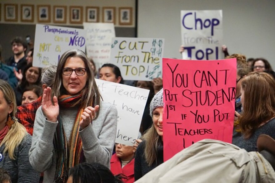 The Rochester School Board heard from 37 teachers, staff, and parents, all of whom spoke against proposed layoffs, during its meeting last Thursday.