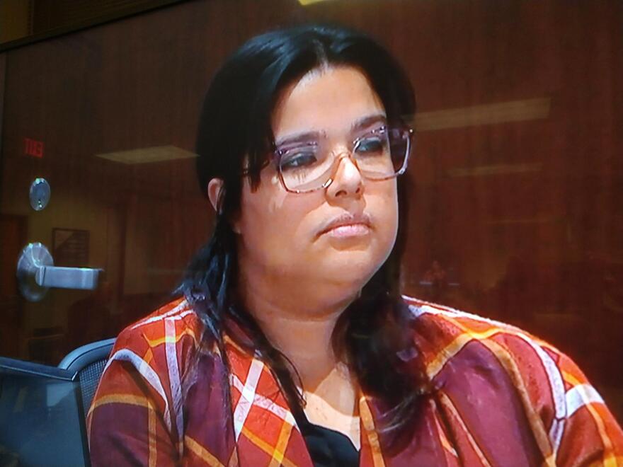 During cross-examination Tuesday, prosecution witness Deborah Ramirez listens to a question from defendant Darrell Brooks.