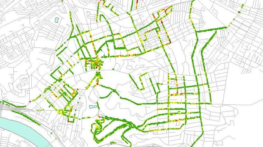 Map of city road conditions.