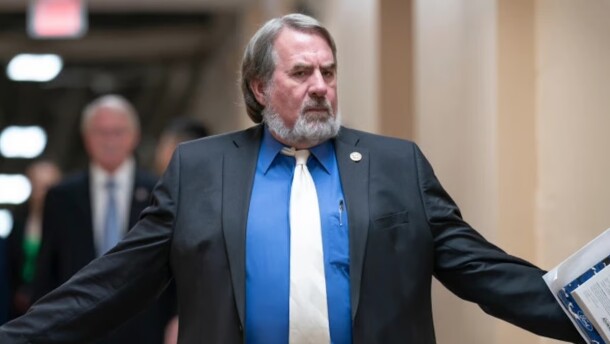 FILE: Rep. Doug LaMalfa, R-Calif., a member of the House Agriculture Committee, arrives for a closed-door meeting with Speaker of the House Kevin McCarthy, R-Calif., and fellow Republicans, at the Capitol in Washington, June 13, 2023.