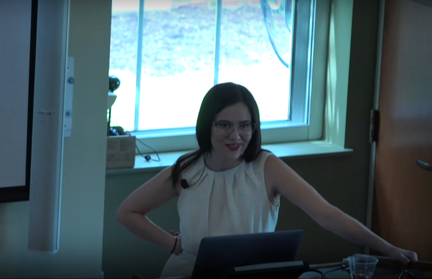  Dr. Chantanelle Nava of Billings talks advanced astronomy at Harvard University, 2022. 