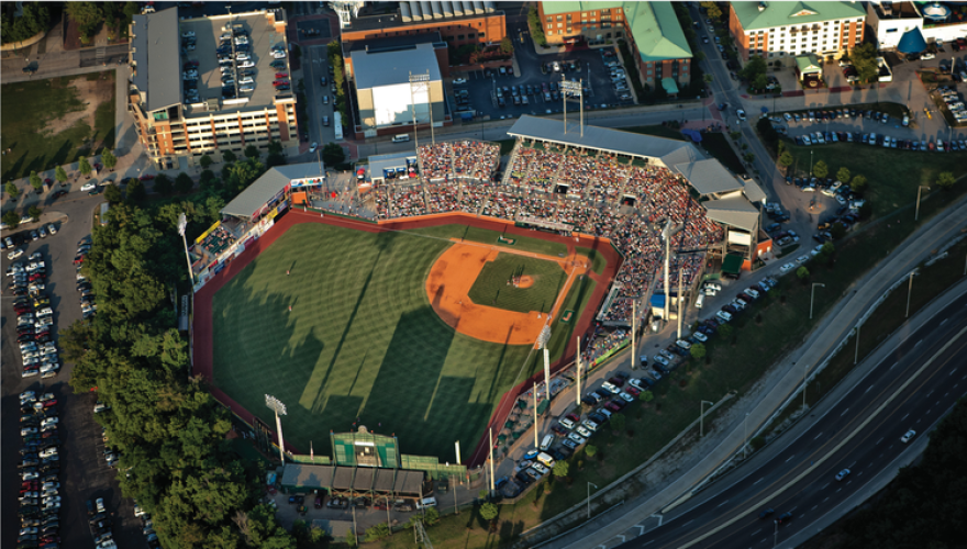 Aerial view of AT&T Field at Chattanooga’s Hawk Hill.