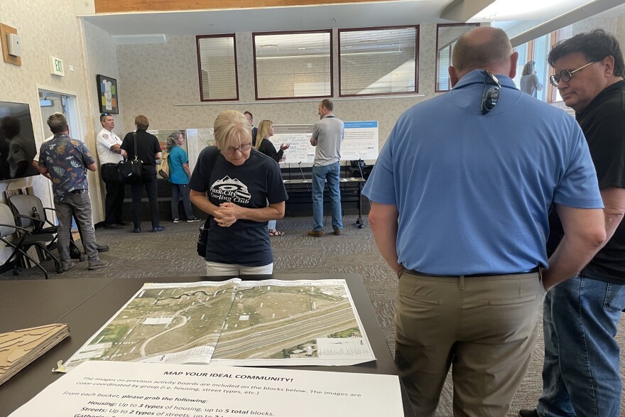 Residents confer with Summit County planners about possibilities for the Cline Dahle parcel in Jeremy Ranch at a June 13, 2024, open house.