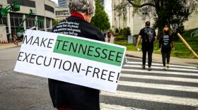 Protesters enter the last leg of the 9-mile walk from Riverbend Maximum Security Institution to War Memorial Plaza in an Easter Sunday anti-death penalty March4Mercy in 2022.